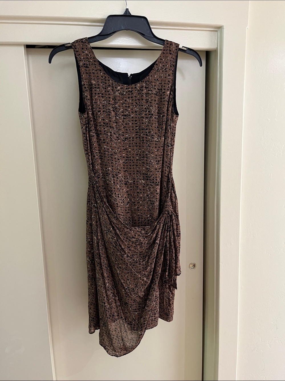 Carole Little Brown Sleeveless Draped Midi Dress